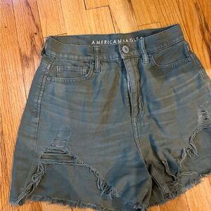 American Eagle Outfitters Women's Distressed Green Shorts